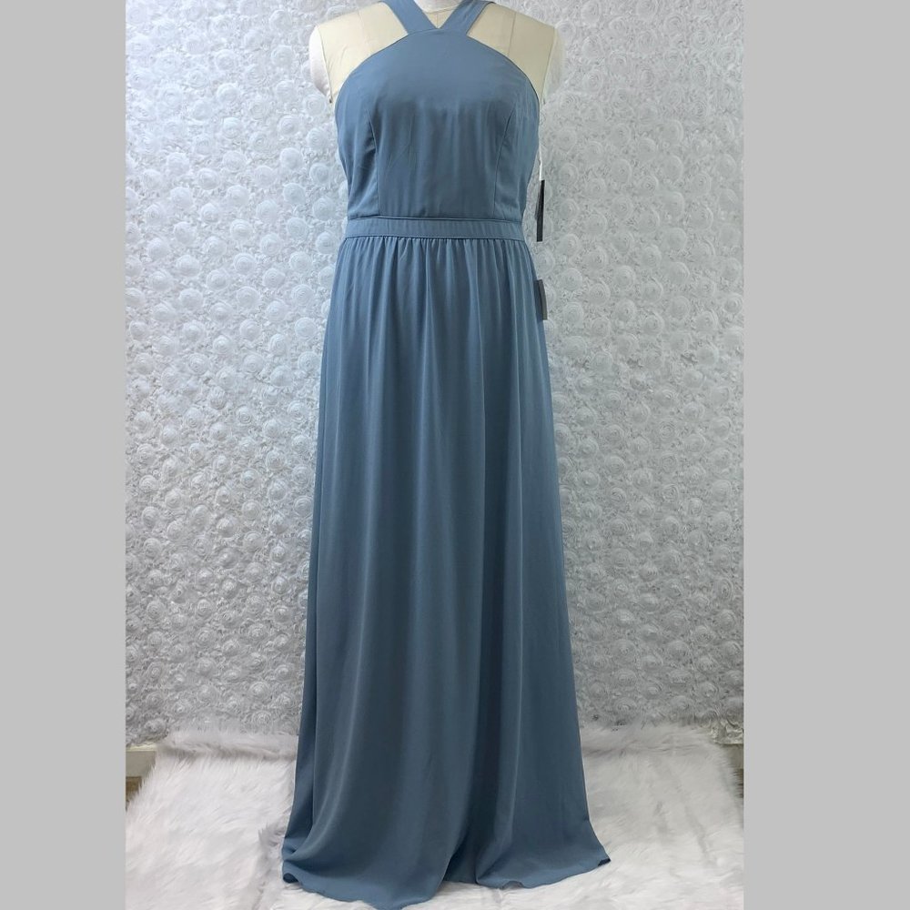 Lulu's Air of Romance Slate Blue Maxi Dress Sz XL
